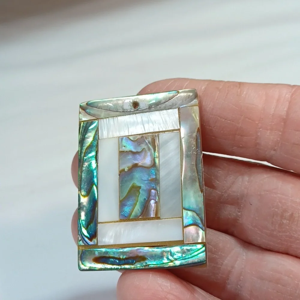 Colorful Square Abalone Shell Pendant